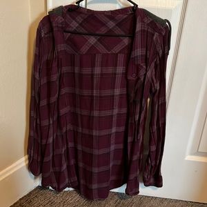 Purple hooded flannel